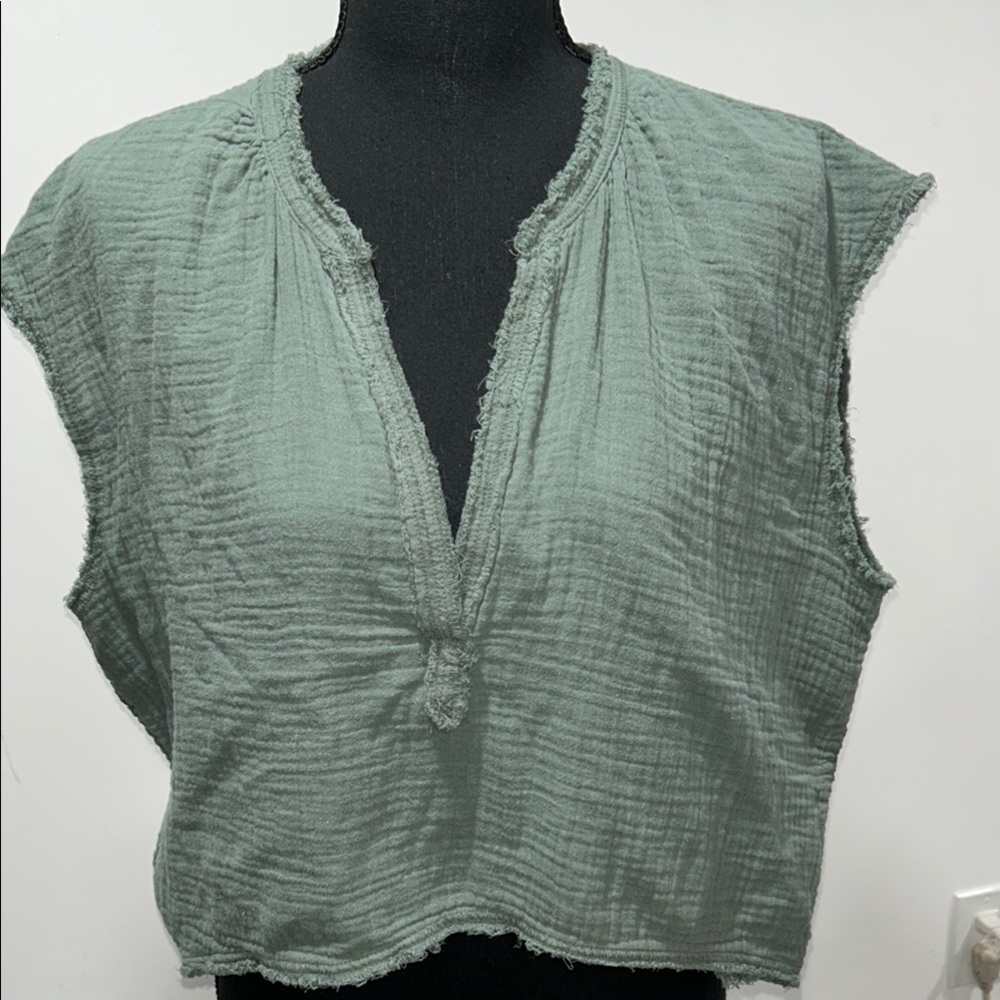 Aerie Green Crop Blouse